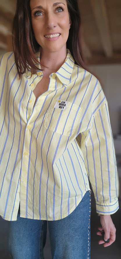 Chemise ISA GOOD Jaune / Rayée bleu