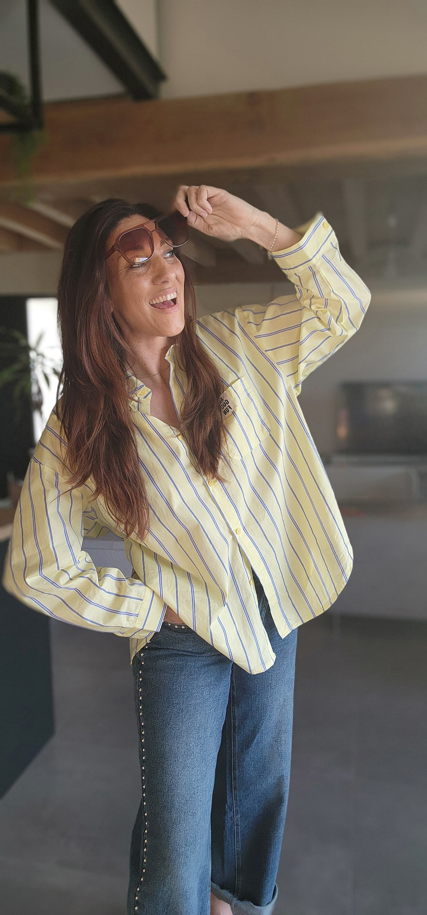 Chemise ISA GOOD Jaune / Rayée bleu