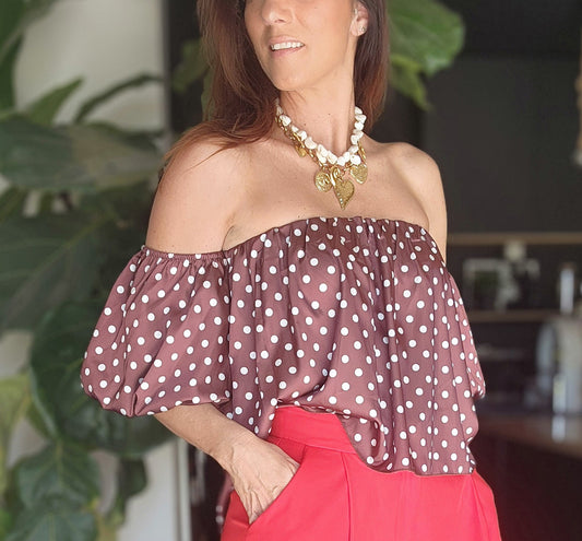 Blouse SILVANA - Satinée Noisette