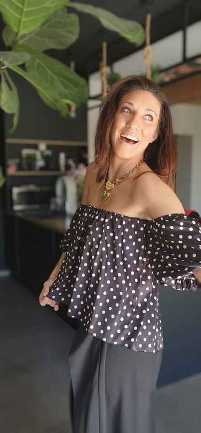 Blouse SILVANA - Satinée Noire