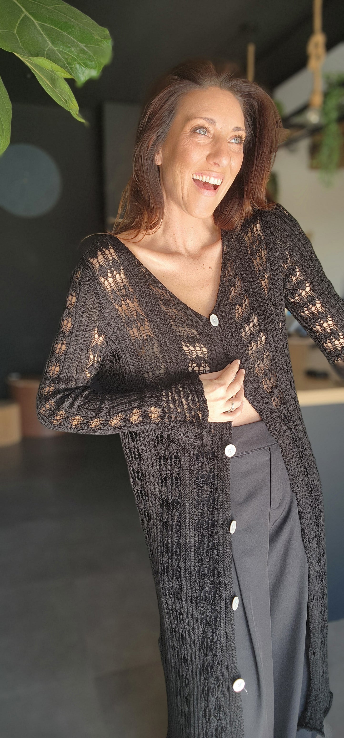 Gilet long / Robe Crochet TULUM Noir