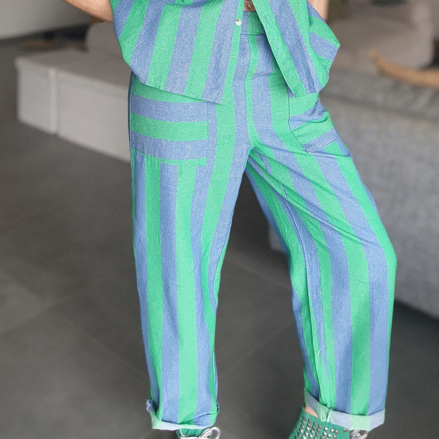 Pantalon RAYA Bleu / Vert