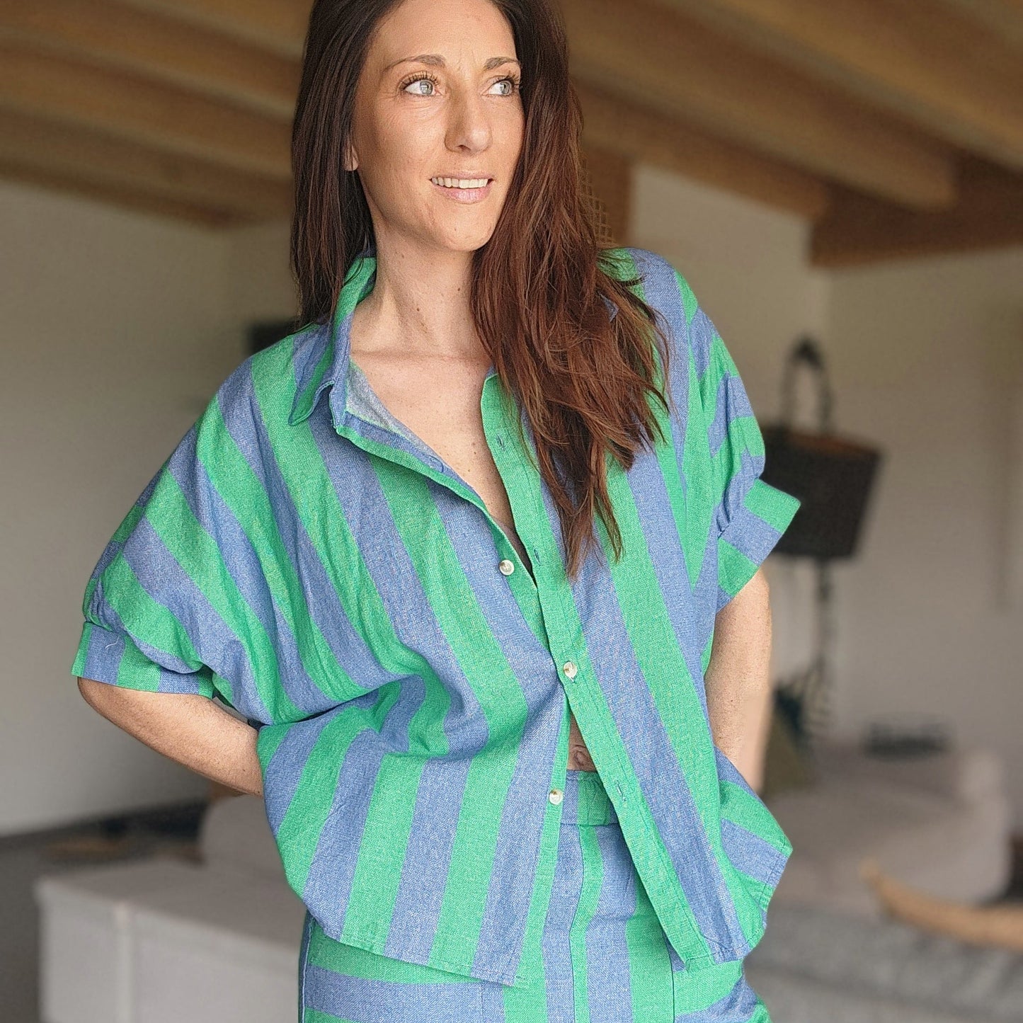 Chemise RAYA Vert / Bleu