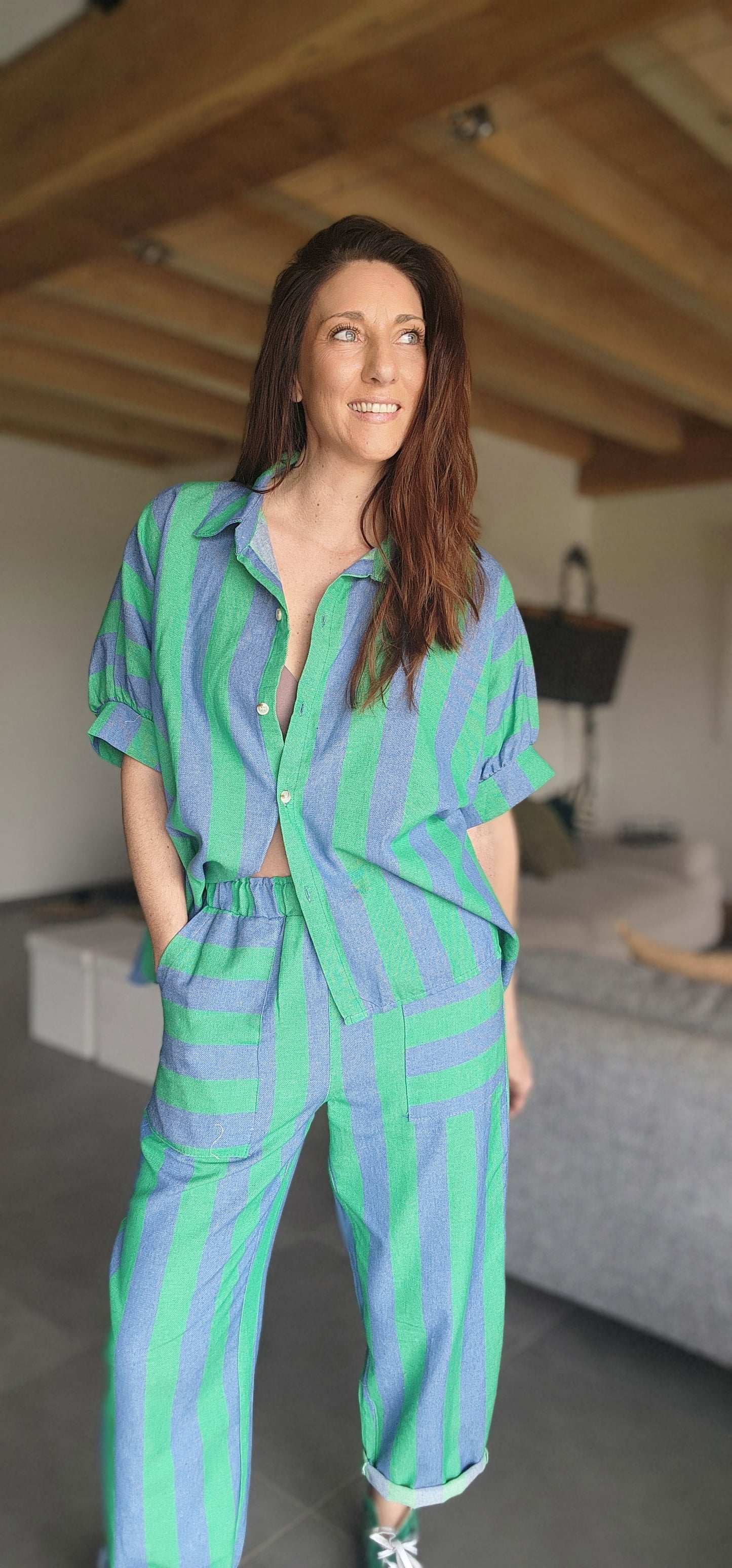 Chemise RAYA Vert / Bleu
