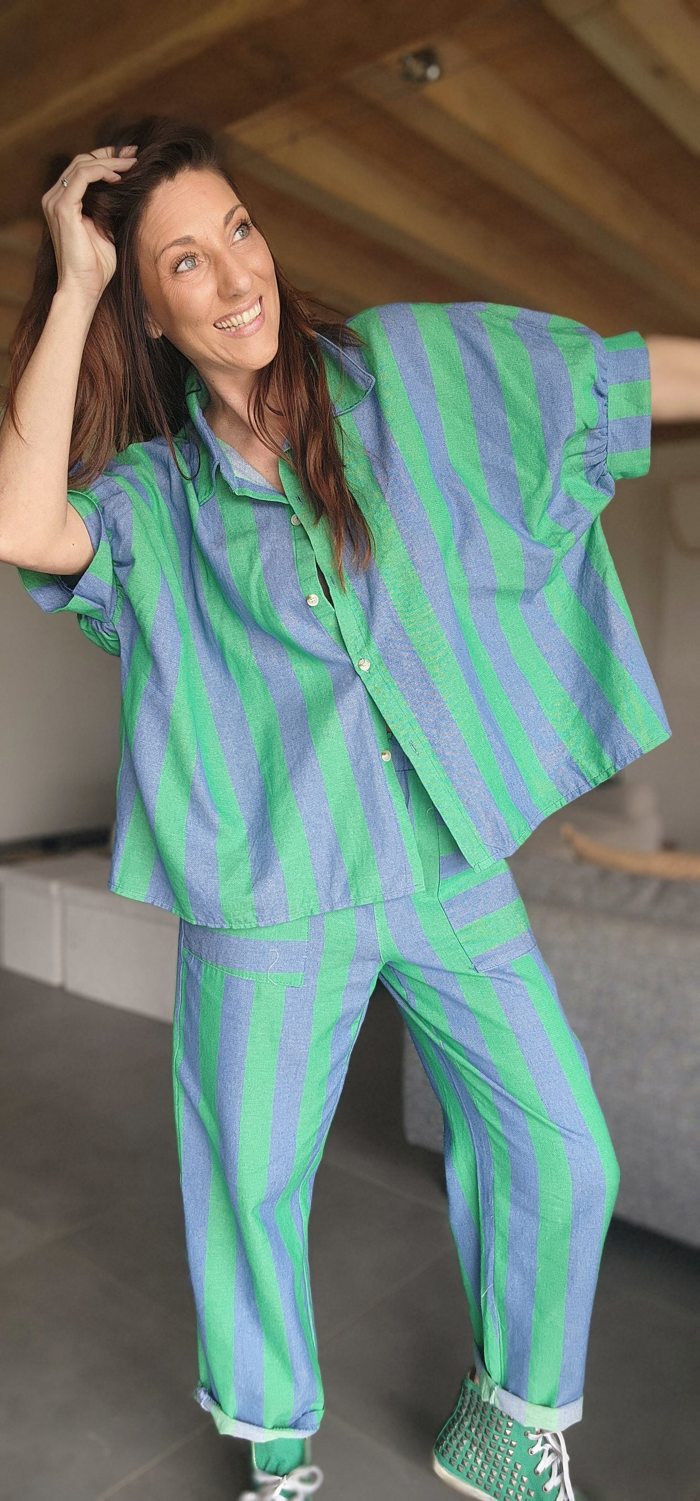 Chemise RAYA Vert / Bleu