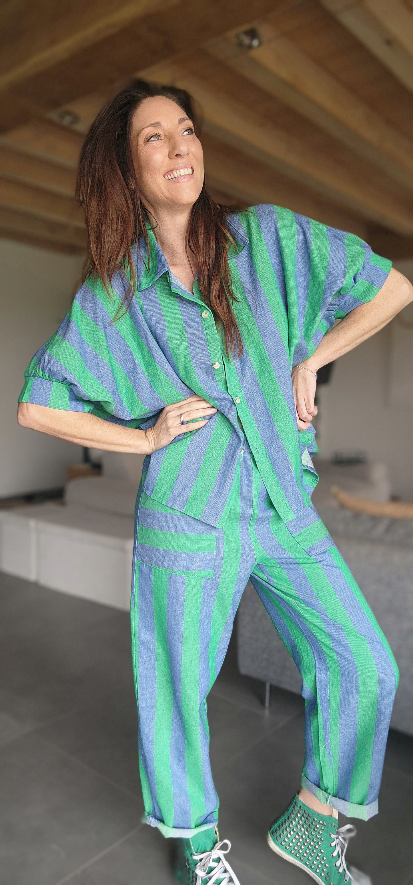 Pantalon RAYA Bleu / Vert