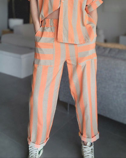 Pantalon RAYA Orange / Taupe