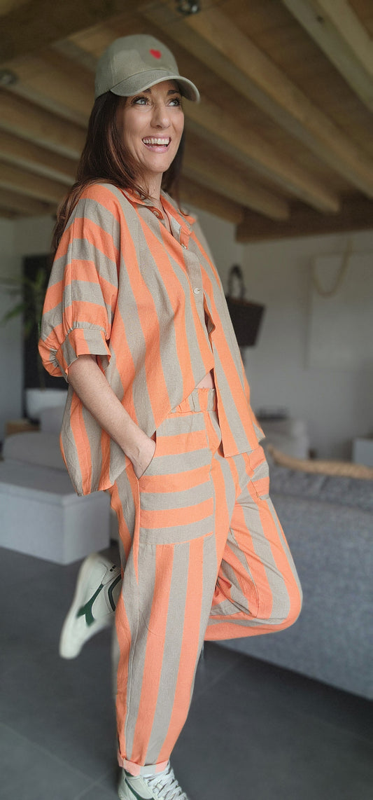Chemise RAYA Orange / Taupe
