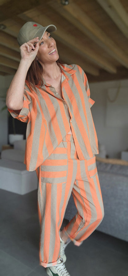 Chemise RAYA Orange / Taupe