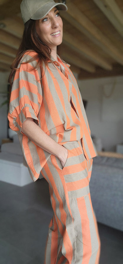Chemise RAYA Orange / Taupe
