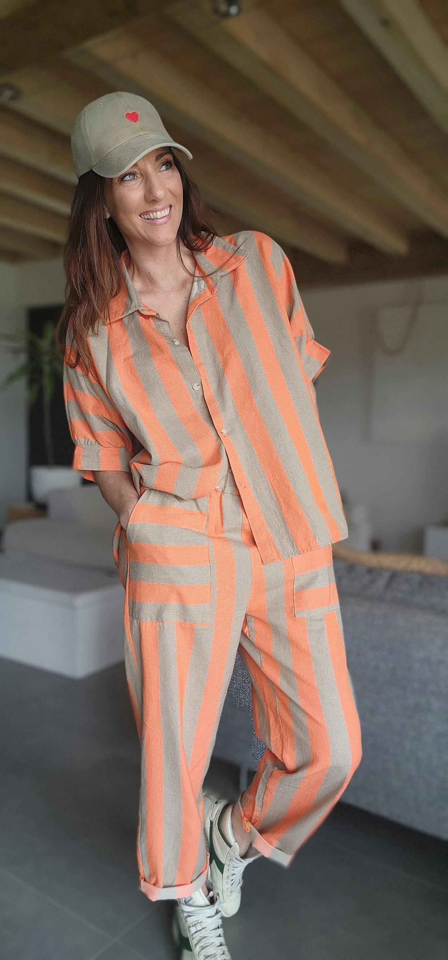 Chemise RAYA Orange / Taupe