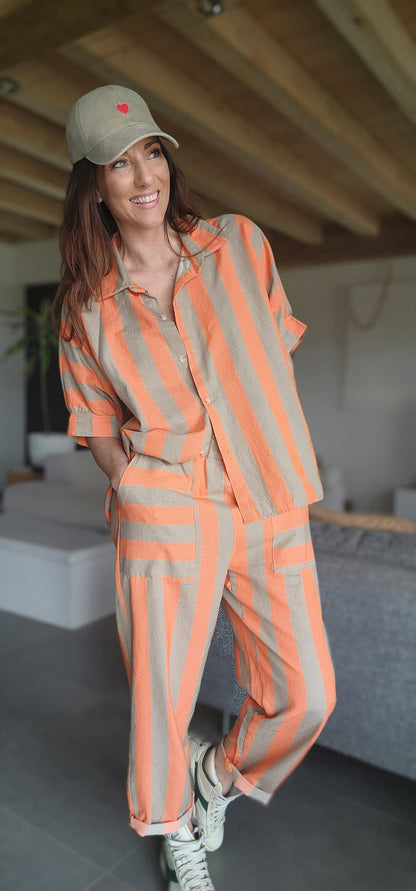 Chemise RAYA Orange / Taupe