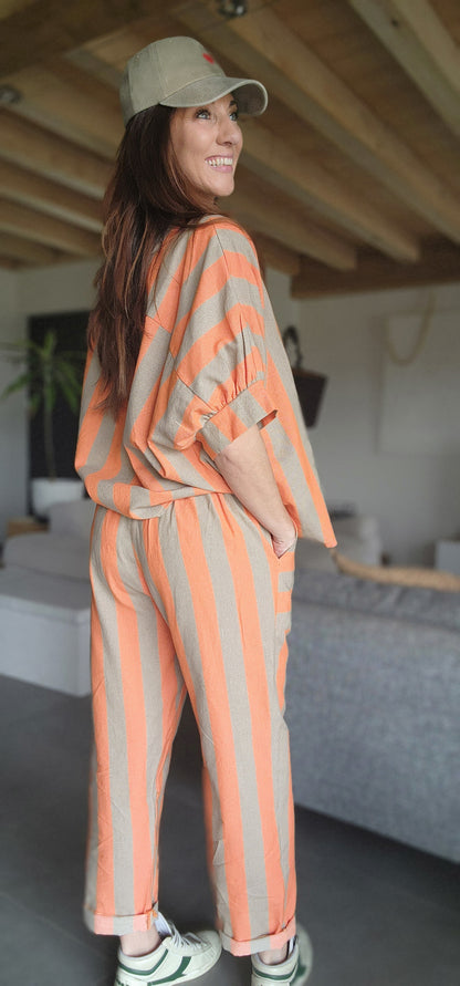 Pantalon RAYA Orange / Taupe