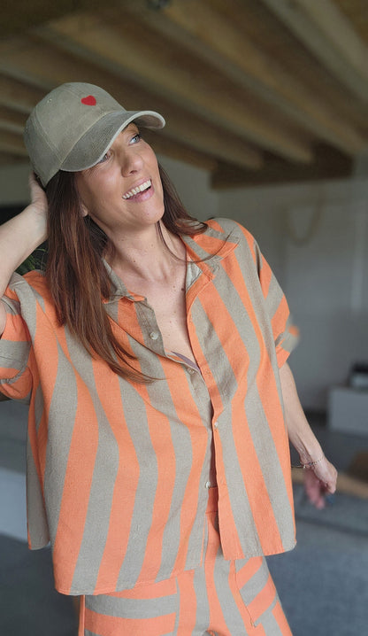 Chemise RAYA Orange / Taupe