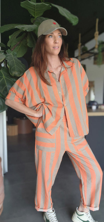 Pantalon RAYA Orange / Taupe