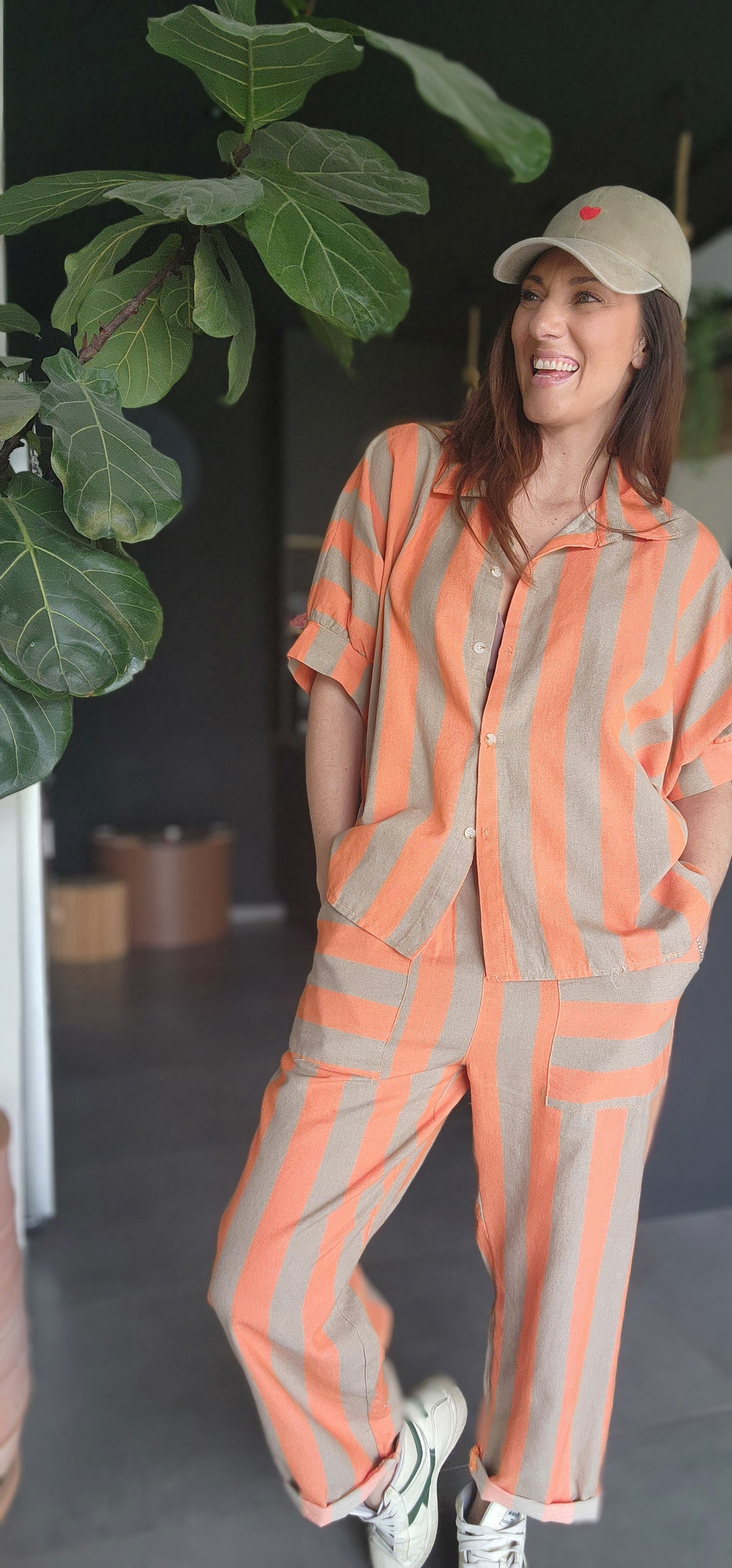 Pantalon RAYA Orange / Taupe