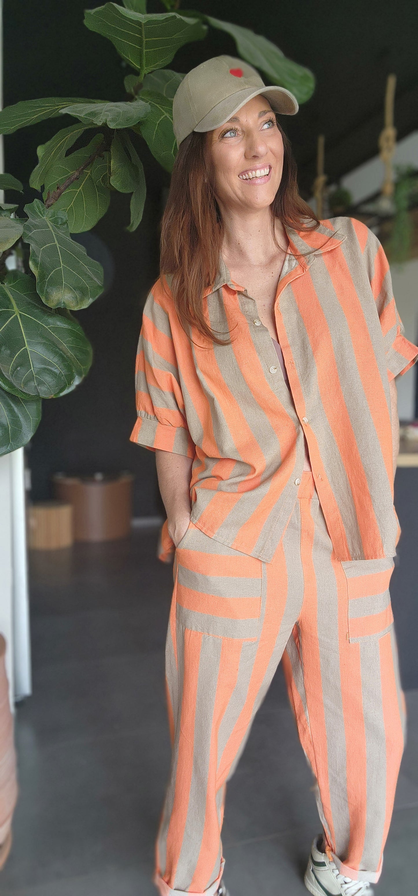 Chemise RAYA Orange / Taupe