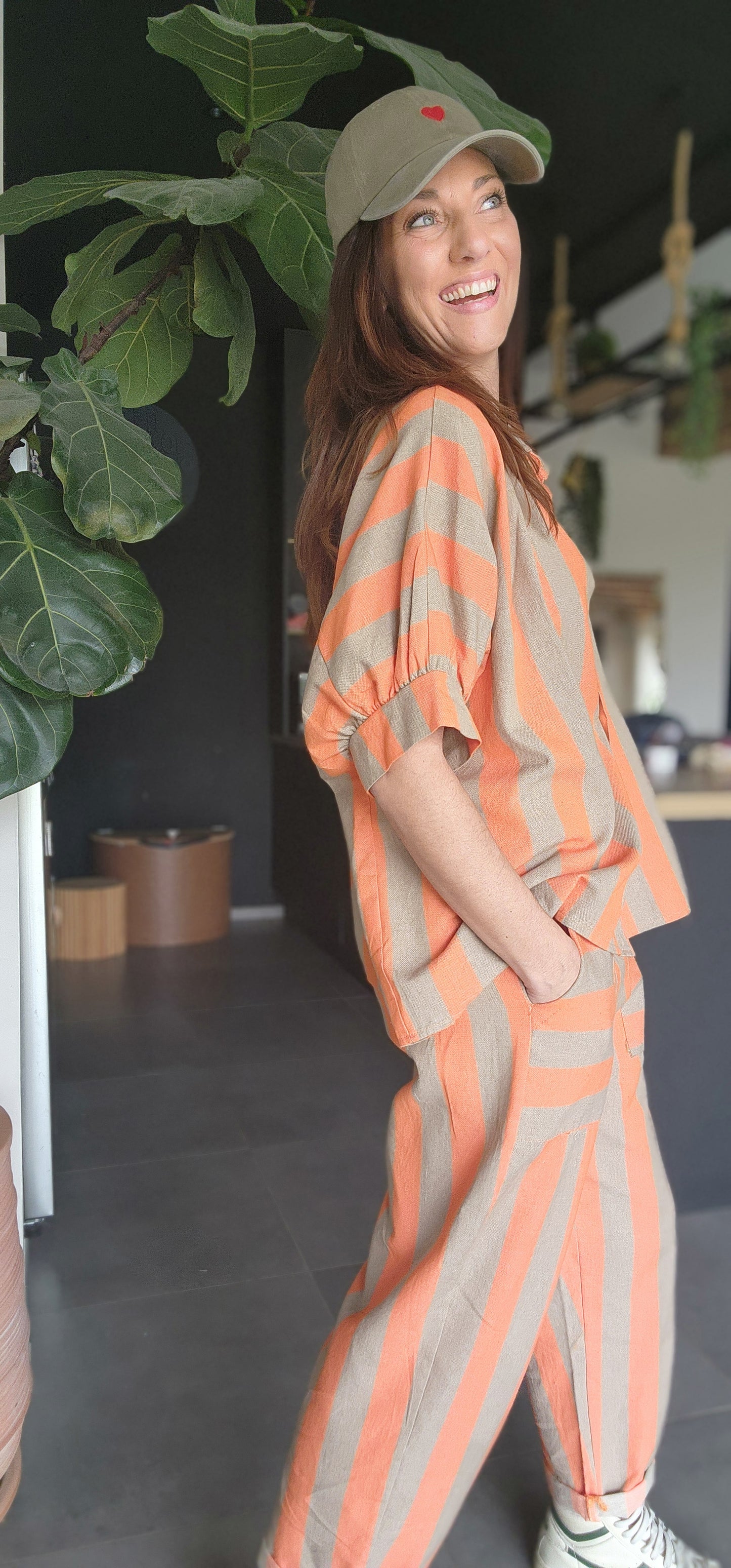 Pantalon RAYA Orange / Taupe