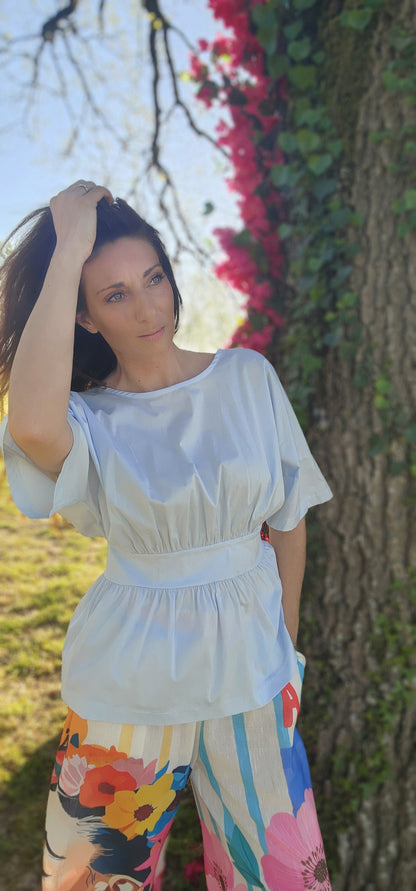 Blouse PENELOPE dos nu Bleu Ciel