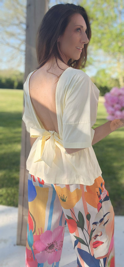 Blouse PENELOPE dos nu Jaune Pastel
