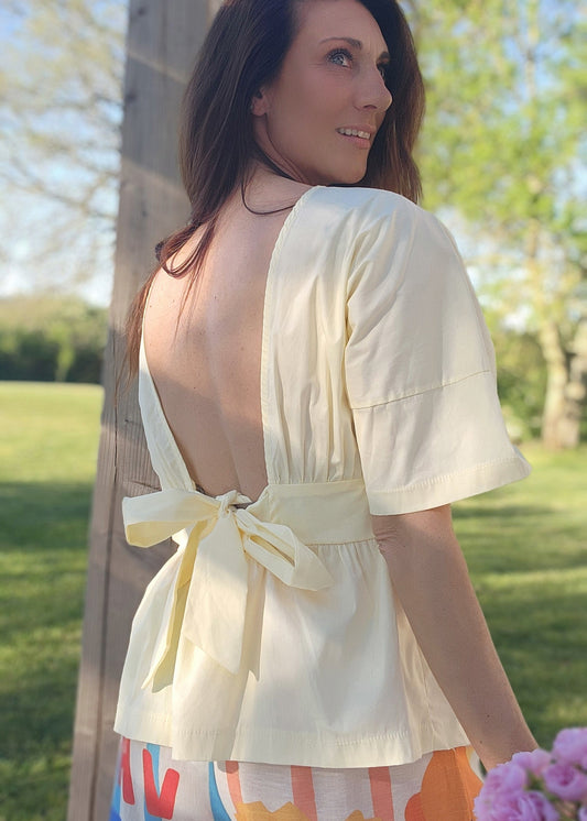 Blouse PENELOPE dos nu Jaune Pastel
