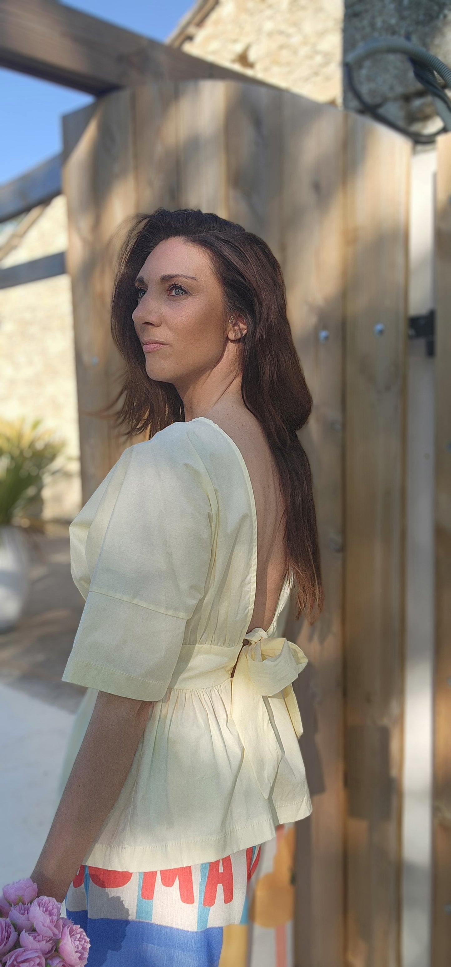 Blouse PENELOPE dos nu Jaune Pastel