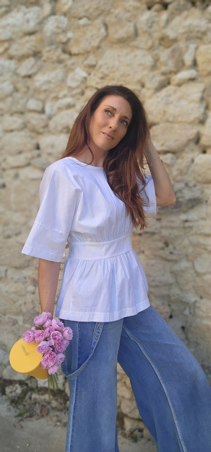 Blouse PENELOPE dos nu Blanche