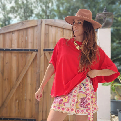 Tee-shirt DENVER oversize Rouge