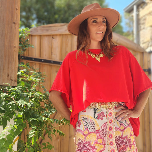 Tee-shirt DENVER oversize Rouge