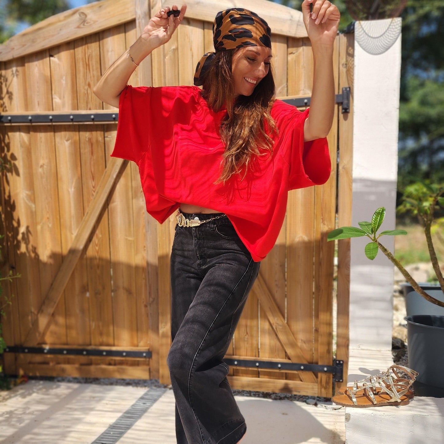 Tee-shirt DENVER oversize Rouge