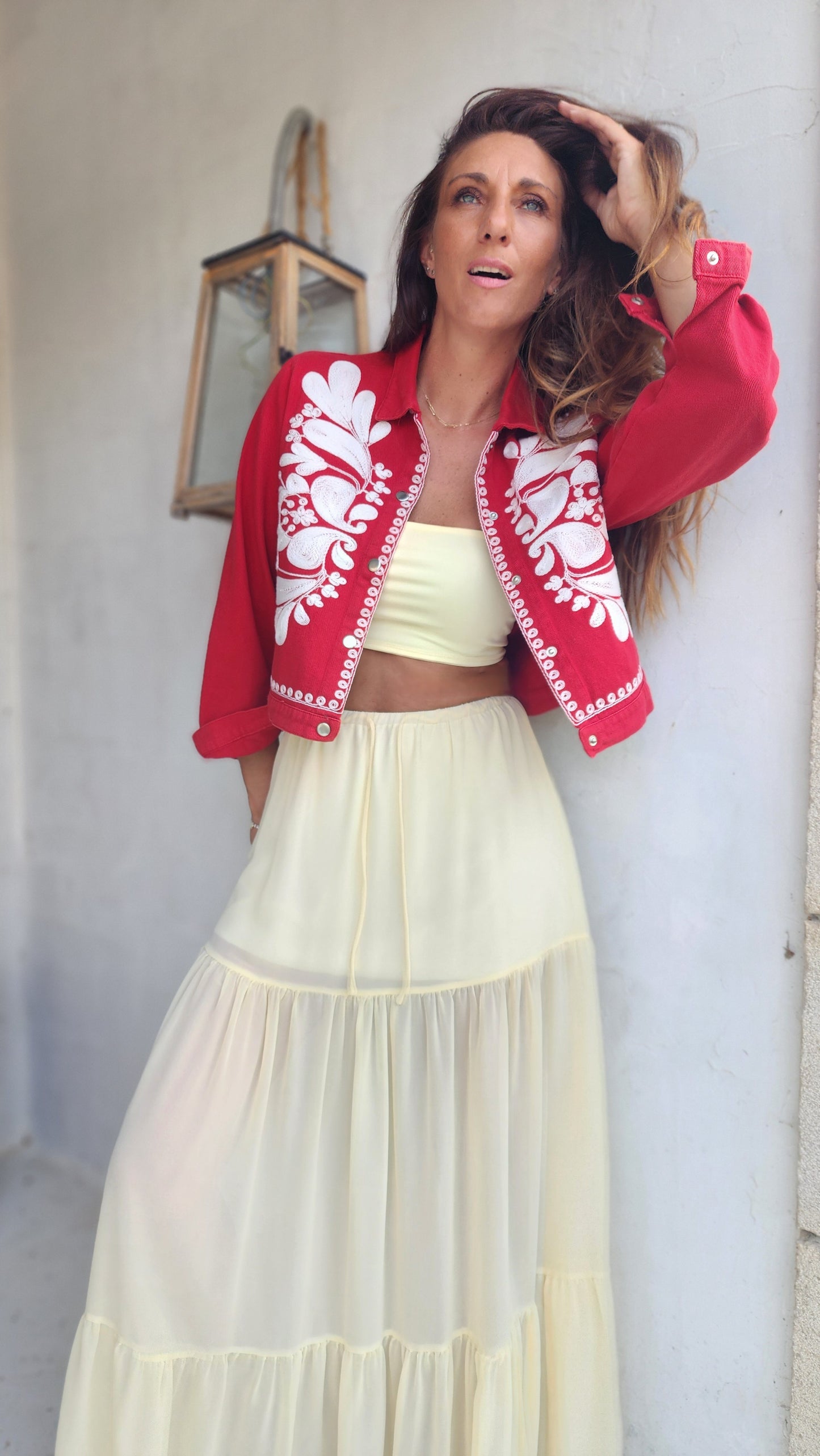 Veste en Jean SABI Rouge