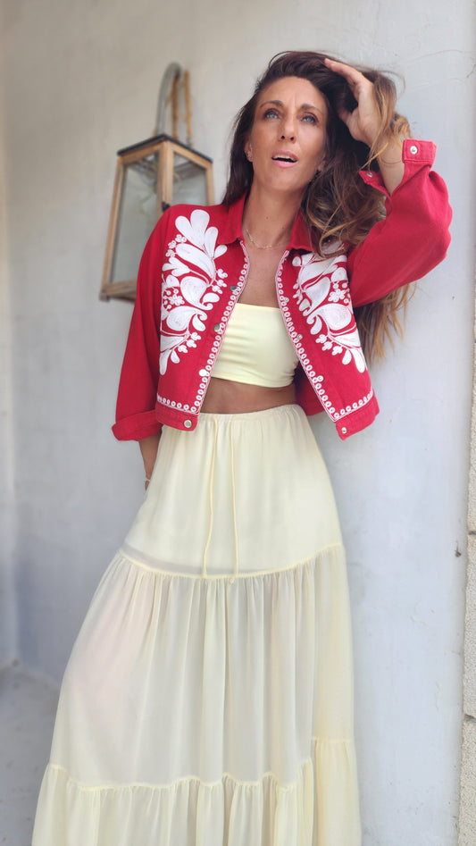Veste en Jean SABI Rouge