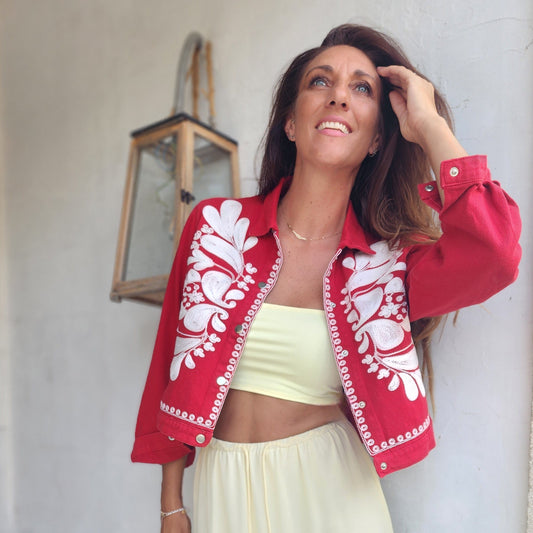 Veste en Jean SABI Rouge