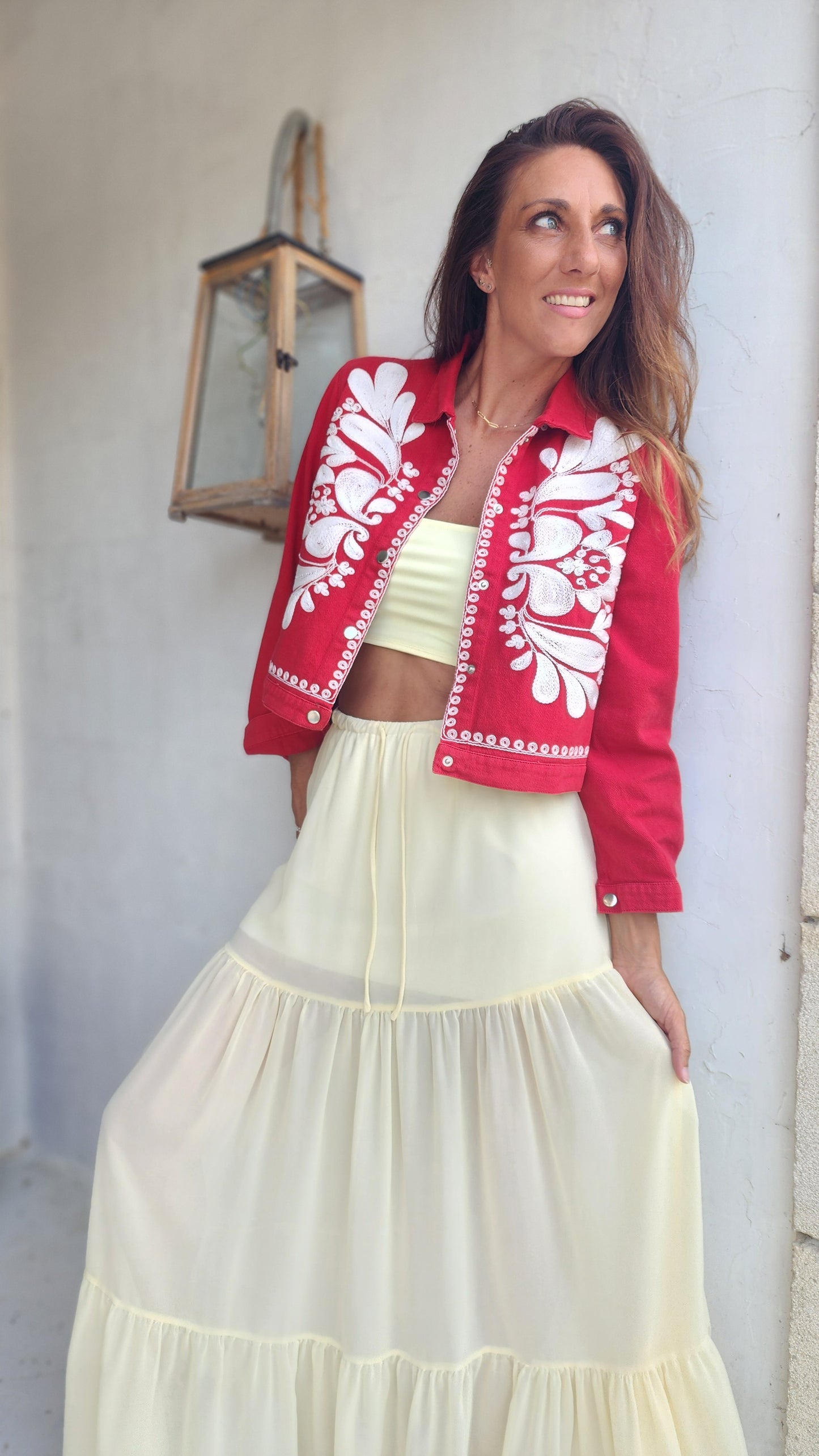 Veste en Jean SABI Rouge