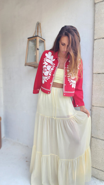 Veste en Jean SABI Rouge