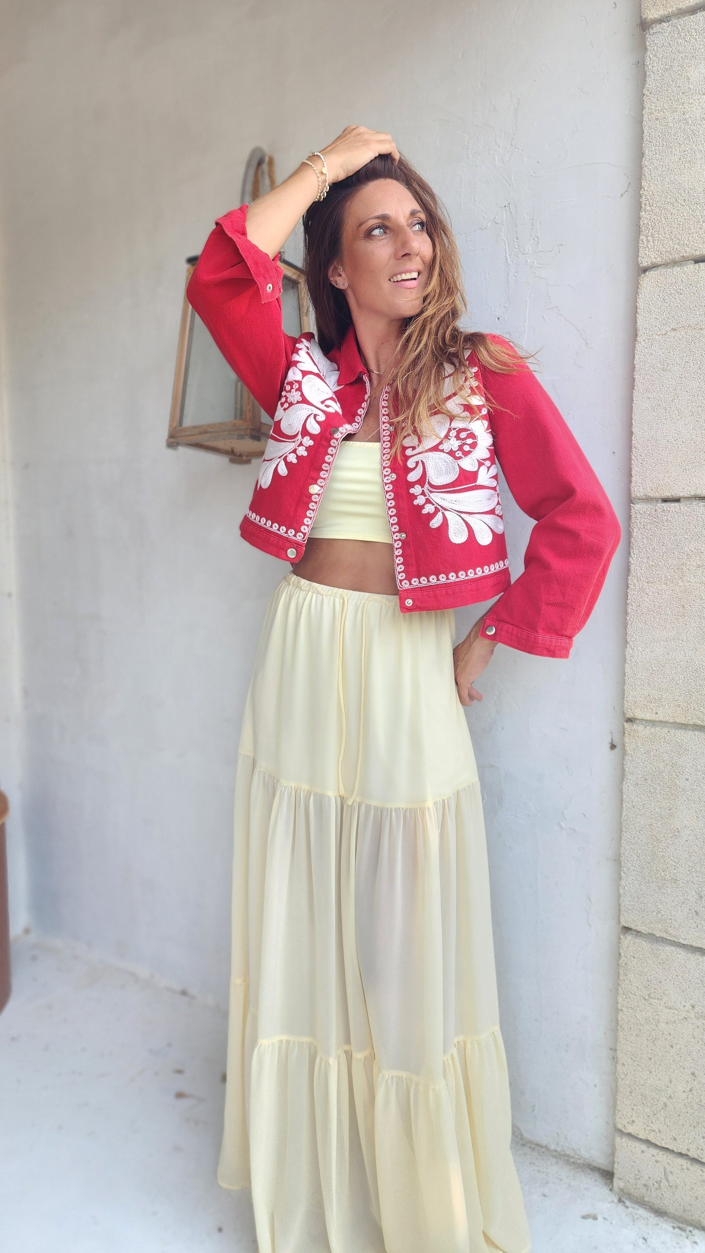 Veste en Jean SABI Rouge