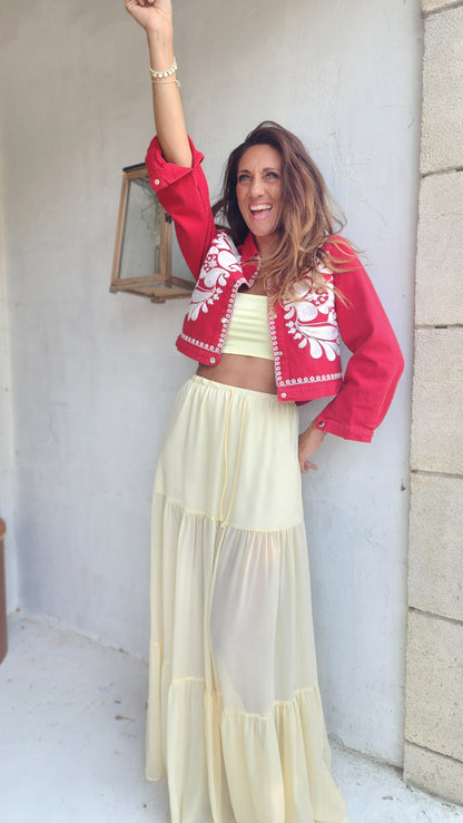 Veste en Jean SABI Rouge