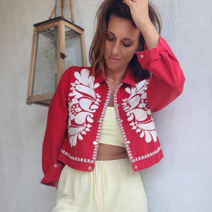 Veste en Jean SABI Rouge
