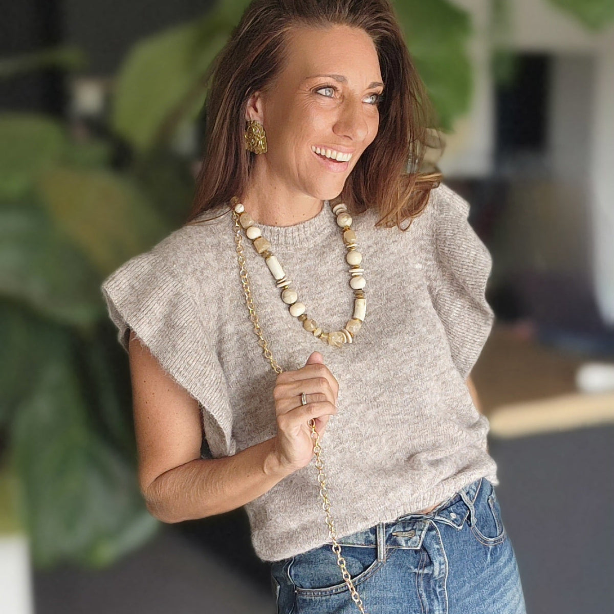 Pull INES Volant Beige