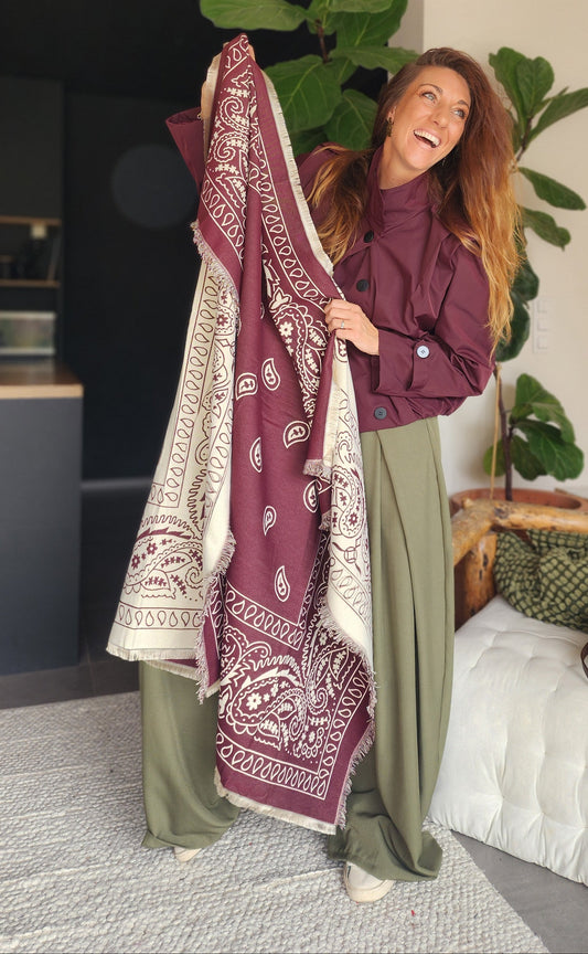 Écharpe BANDITA Prune & Beige