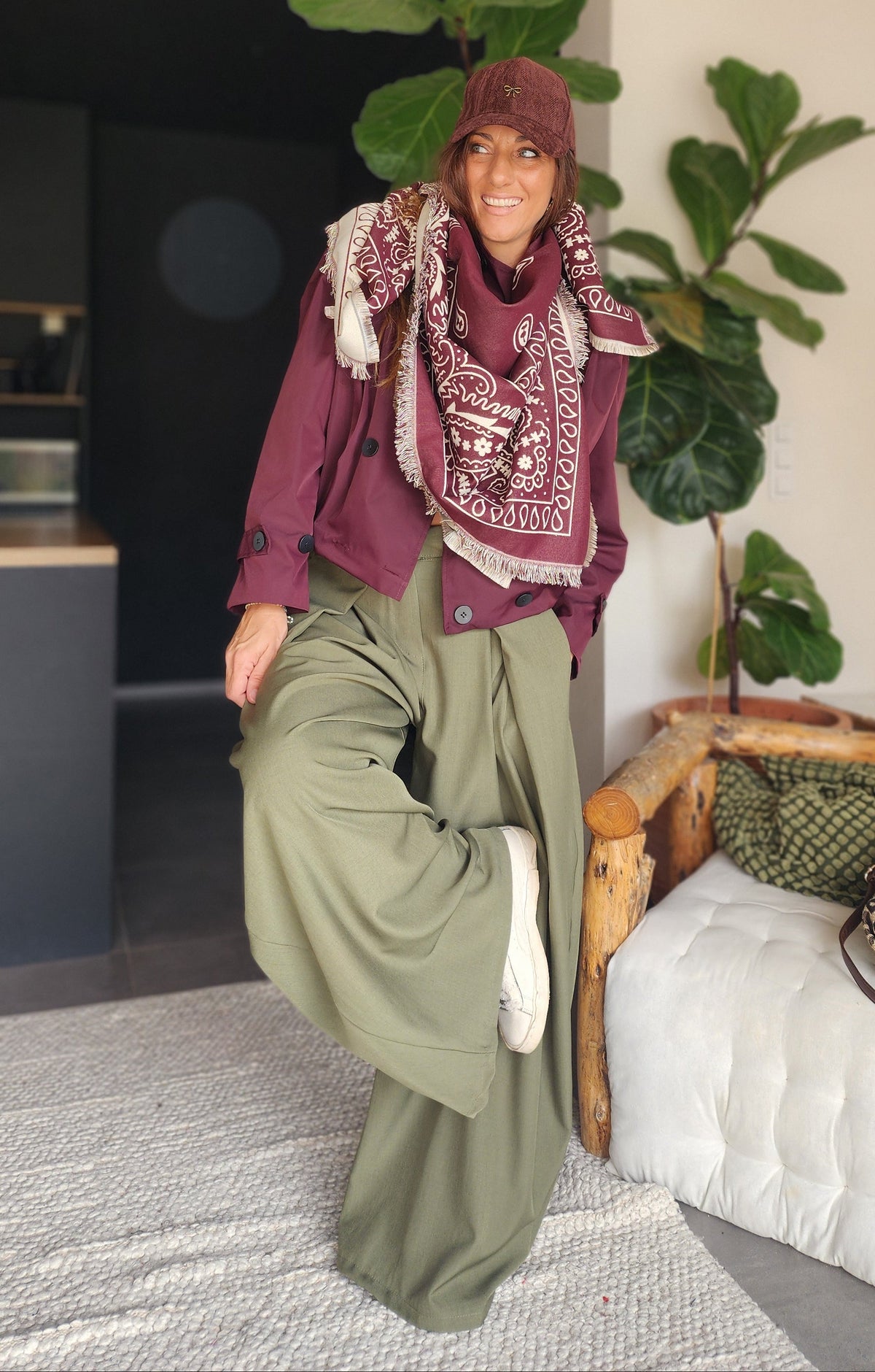 Écharpe BANDITA Prune & Beige
