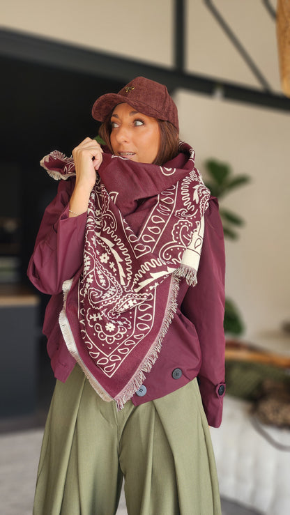 Écharpe BANDITA Prune & Beige
