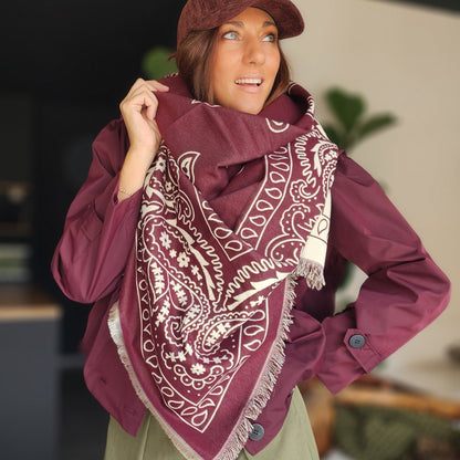 Écharpe BANDITA Prune & Beige