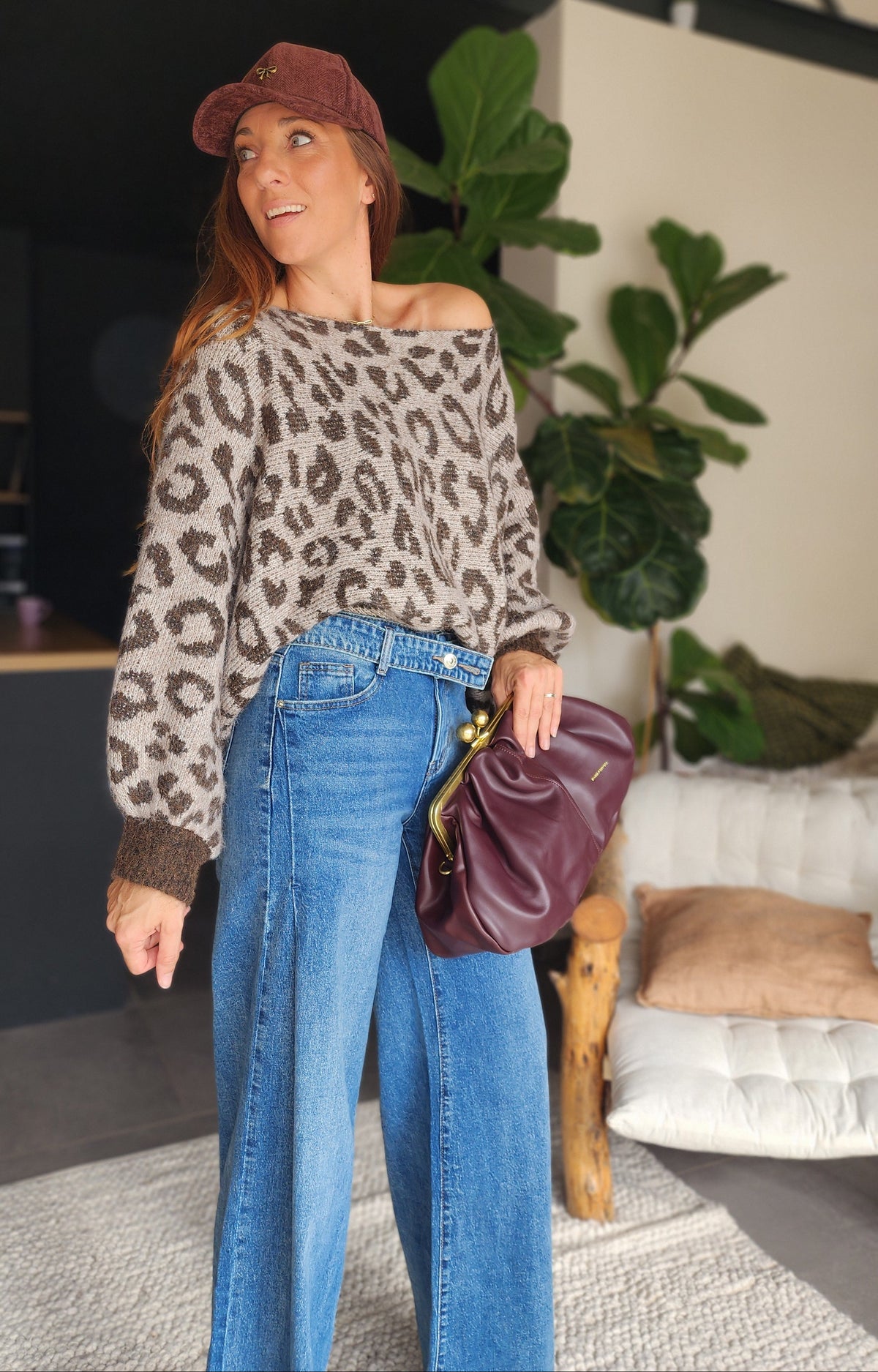 Pull MOKA – Léopard taupe et marron