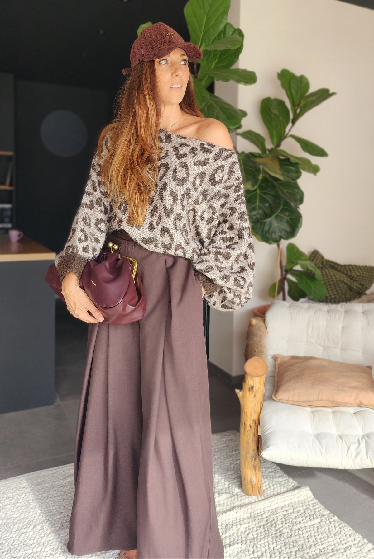 Pull MOKA – Léopard taupe et marron