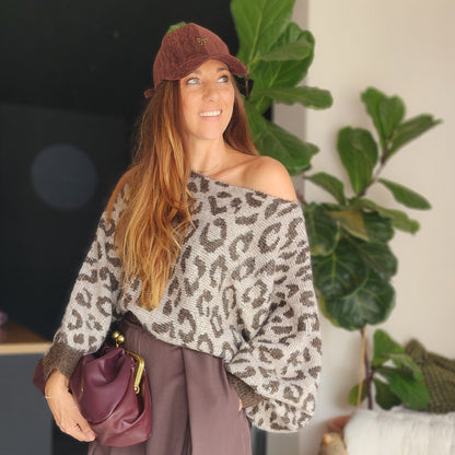 Pull MOKA – Léopard taupe et marron