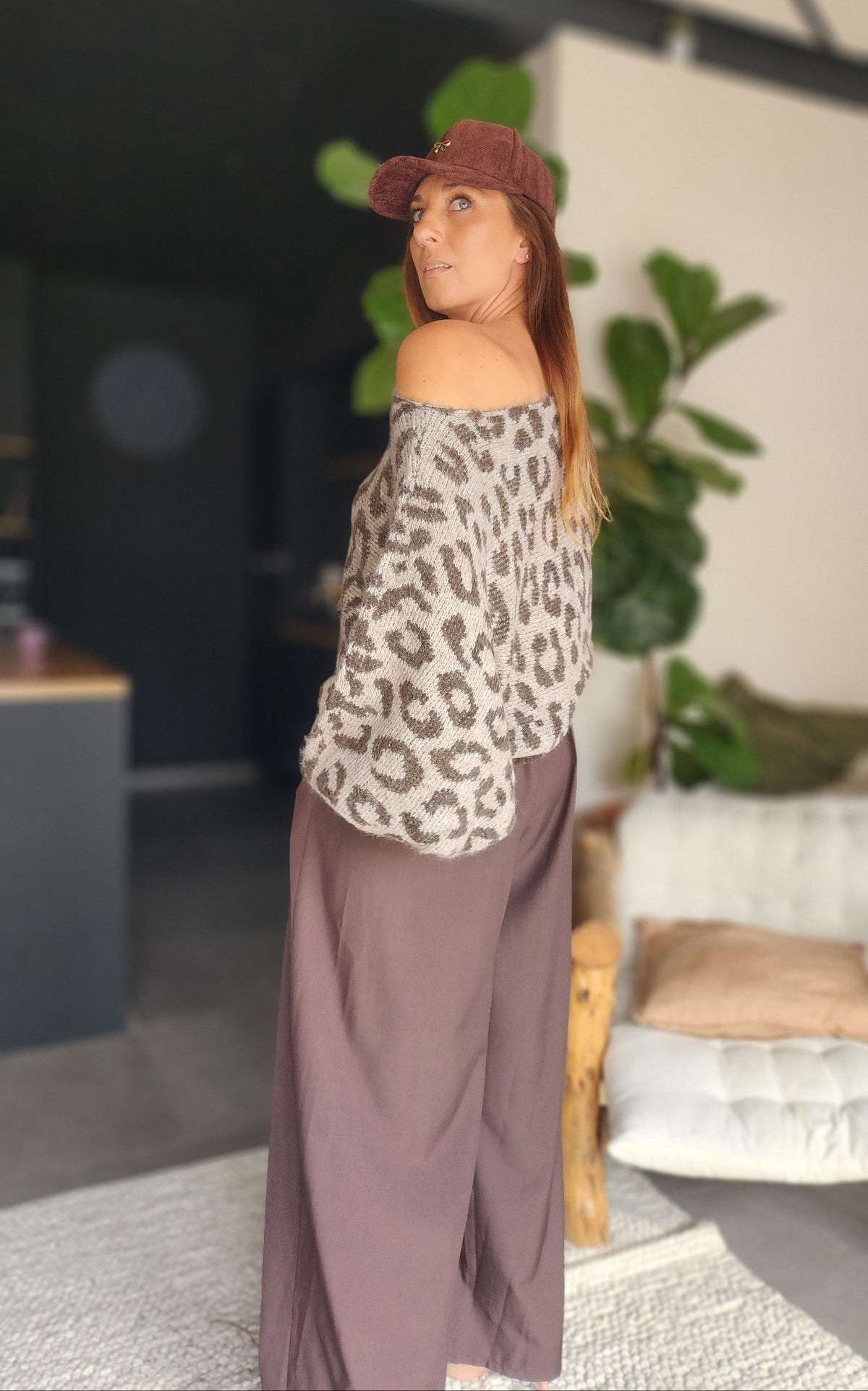 Pull MOKA – Léopard taupe et marron