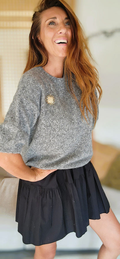 Pull manches courtes "ALPA" Gris