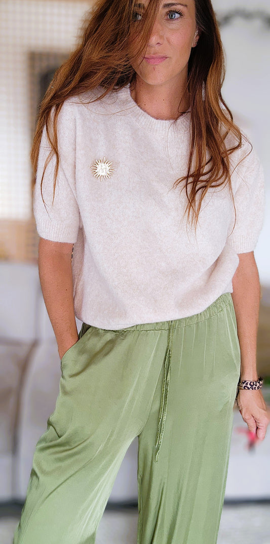 Pull manches courtes "ALPA" Beige