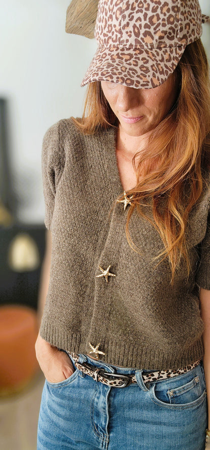Gilet manches courtes "Etoile" Marron